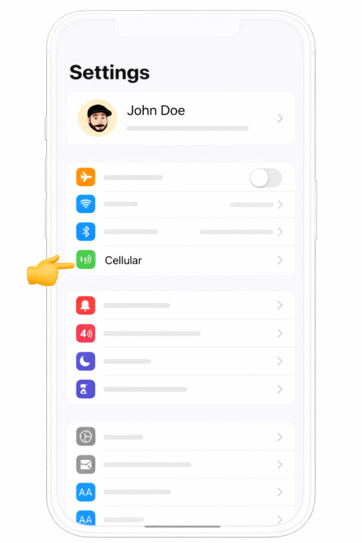 Step 1 - Open Settings and select Mobile Data