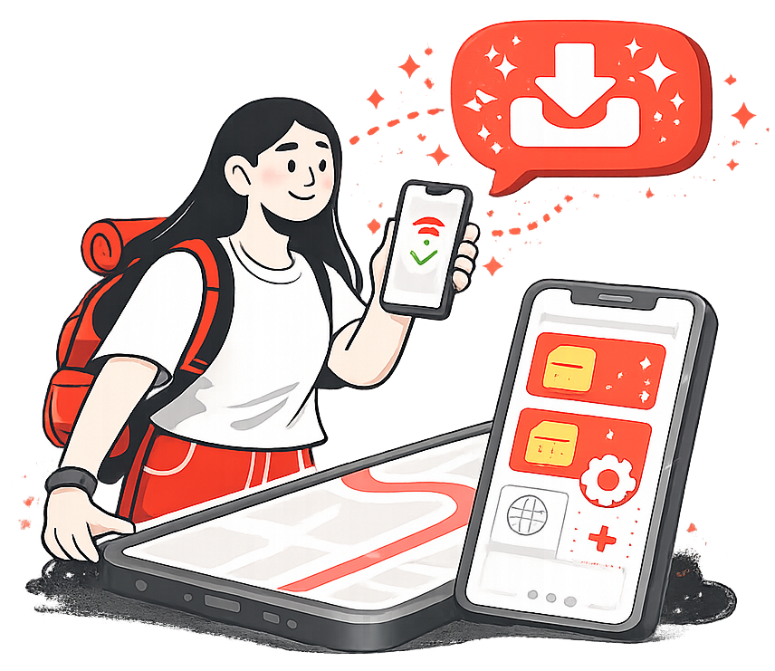 HoppaSIM app illustration