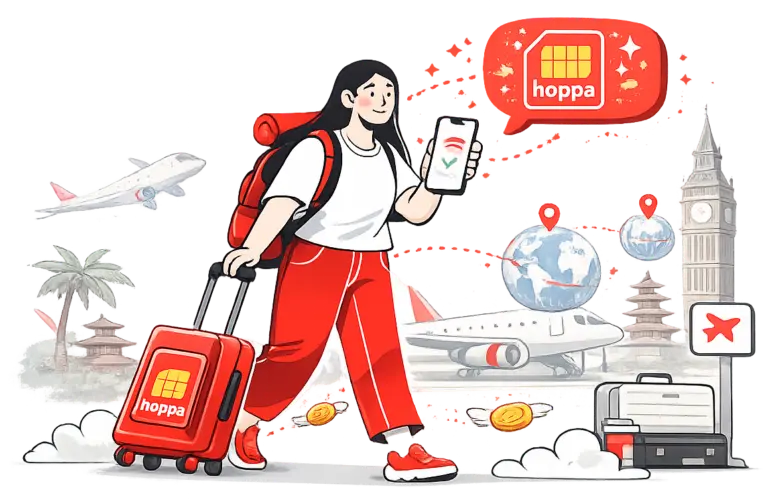 HoppaSIM travel eSIM app for instant mobile data worldwide